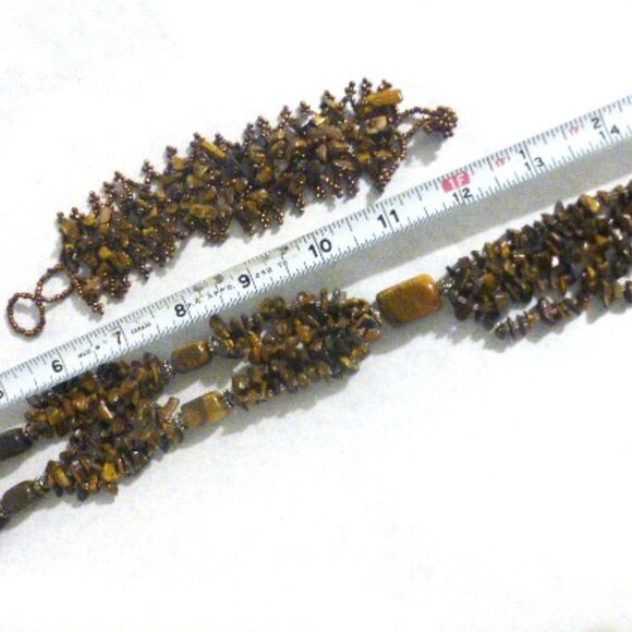 Glass TIGER EYE NECKLACE Vintage Necklace Vintage Jewelry BRACELET Jewelry Box - Picture 4 of 7